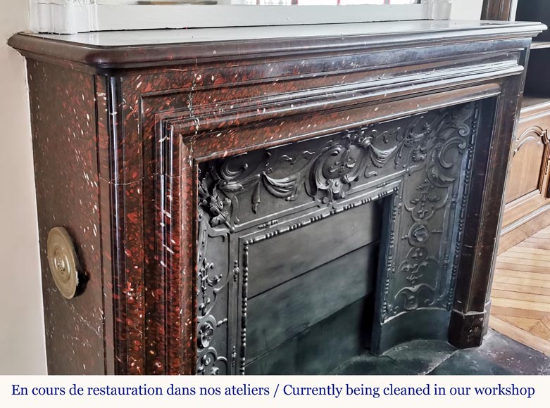 Louis XIV style moulding fireplace in a beautiful Red Griotte marble Louis XIV style moulding fireplace in a beautiful Red Griotte marble-3