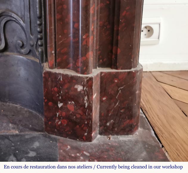 Louis XIV style moulding fireplace in a beautiful Red Griotte marble Louis XIV style moulding fireplace in a beautiful Red Griotte marble-7