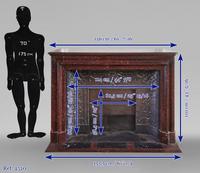 Louis XIV style moulding fireplace in a beautiful Red Griotte marble Louis XIV style moulding fireplace in a beautiful Red Griotte marble-10