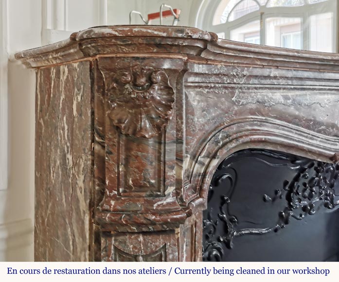 Beautiful Louis XV style fireplace in Red of the North marble Beautiful Louis XV style fireplace in Red of the North marble-4