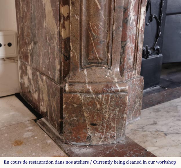 Beautiful Louis XV style fireplace in Red of the North marble Beautiful Louis XV style fireplace in Red of the North marble-5