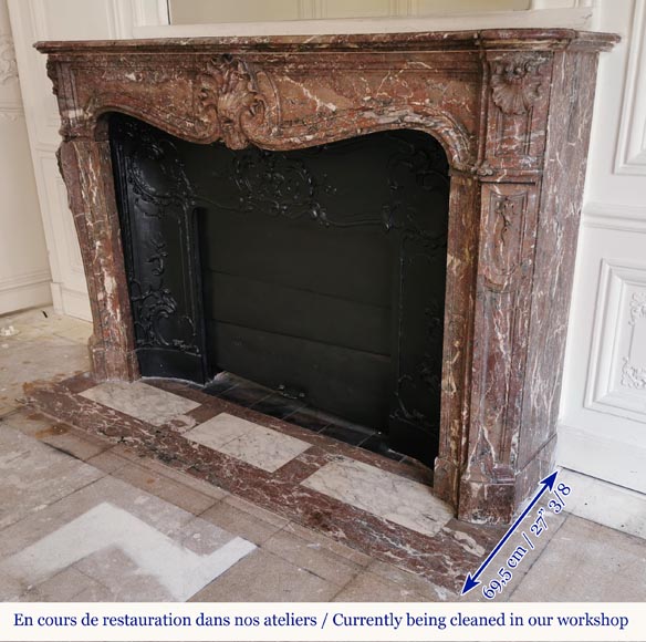 Beautiful Louis XV style fireplace in Red of the North marble Beautiful Louis XV style fireplace in Red of the North marble-6