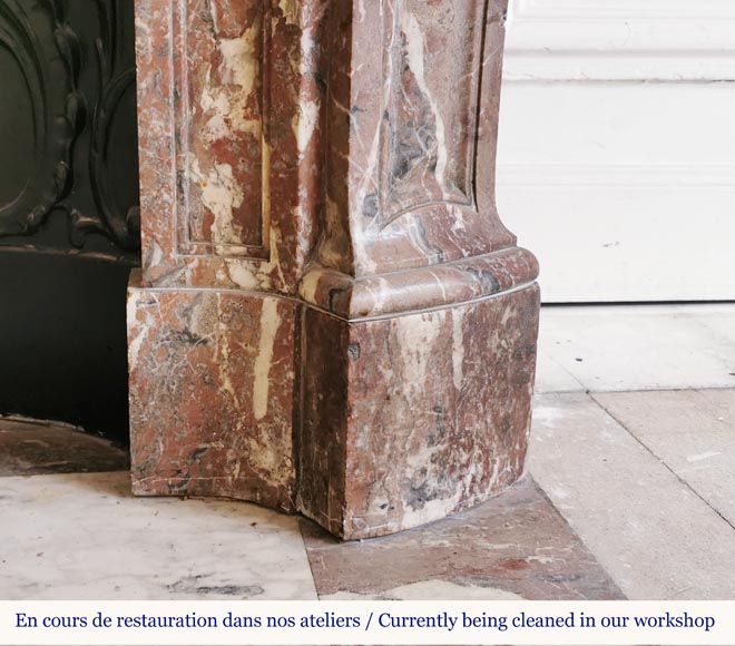 Beautiful Louis XV style fireplace in Red of the North marble Beautiful Louis XV style fireplace in Red of the North marble-8