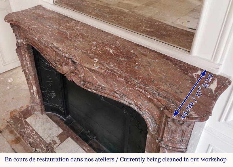 Beautiful Louis XV style fireplace in Red of the North marble Beautiful Louis XV style fireplace in Red of the North marble-10