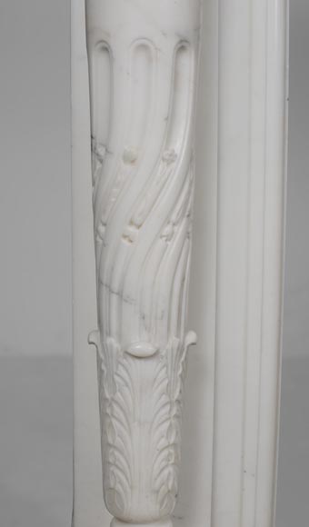 Louis XVI style statuary Carrara marble mantel with detached quiver shaped columns Louis XVI style statuary Carrara marble mantel with detached quiver shaped columns-8