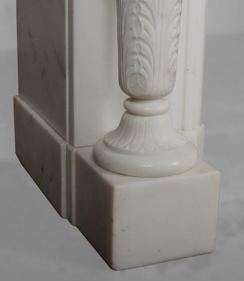 Louis XVI style statuary Carrara marble mantel with detached quiver shaped columns Louis XVI style statuary Carrara marble mantel with detached quiver shaped columns-9