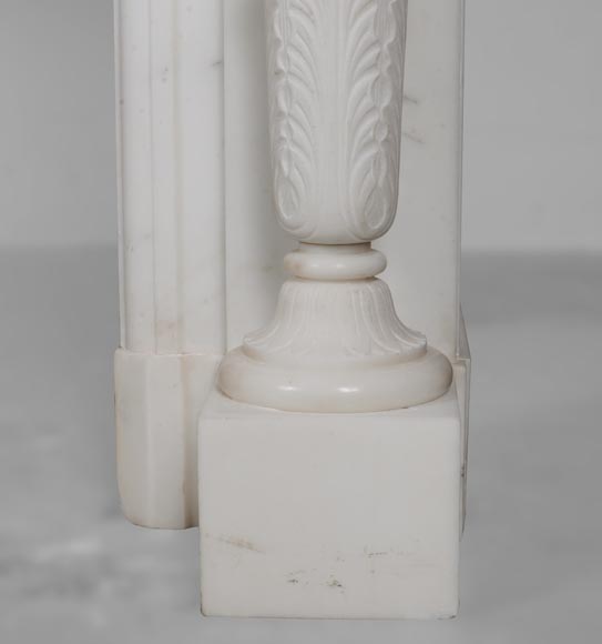 Louis XVI style statuary Carrara marble mantel with detached quiver shaped columns Louis XVI style statuary Carrara marble mantel with detached quiver shaped columns-13