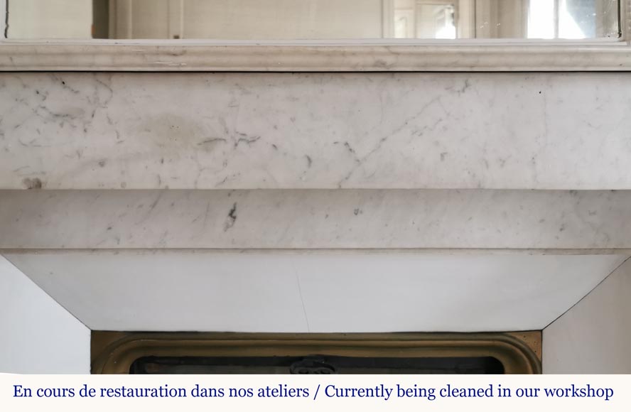 Louis Philippe style fireplace in Carrara marble Louis Philippe style fireplace in Carrara marble -1