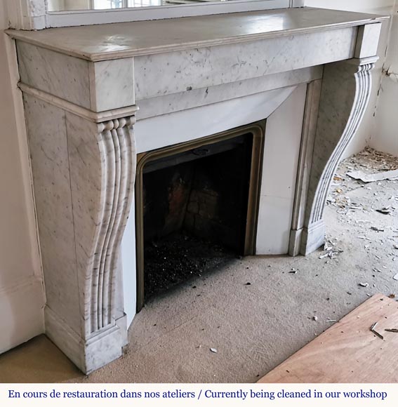 Louis Philippe style fireplace in Carrara marble Louis Philippe style fireplace in Carrara marble -2