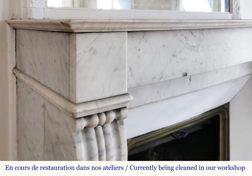 Louis Philippe style fireplace in Carrara marble Louis Philippe style fireplace in Carrara marble -3