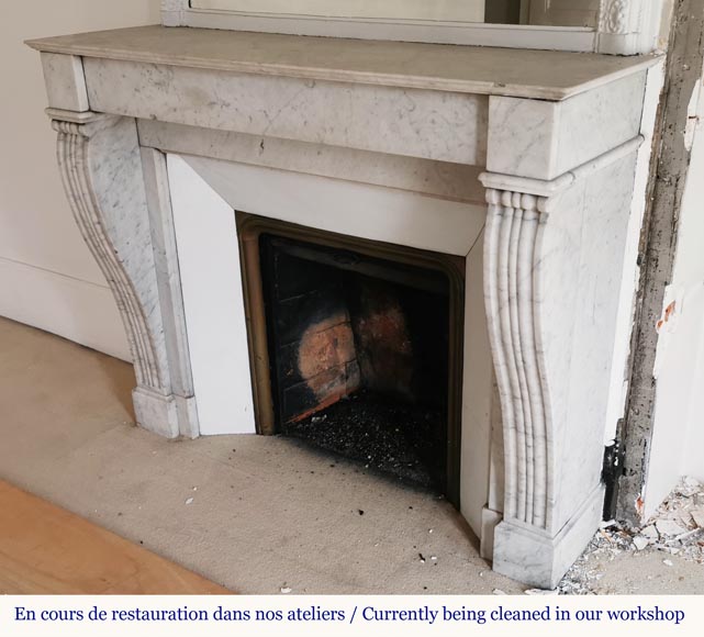 Louis Philippe style fireplace in Carrara marble Louis Philippe style fireplace in Carrara marble -5