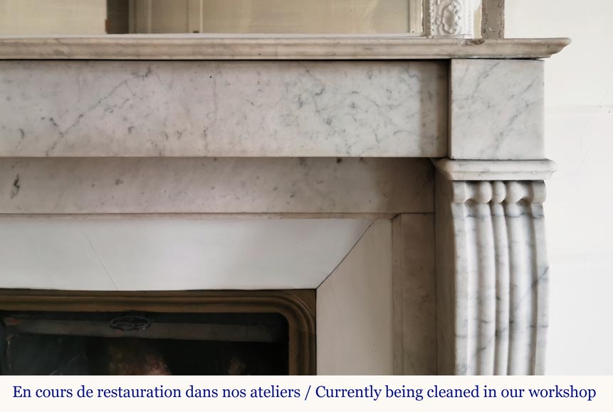 Louis Philippe style fireplace in Carrara marble Louis Philippe style fireplace in Carrara marble -6