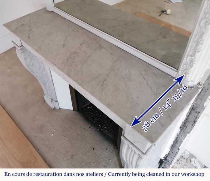 Louis Philippe style fireplace in Carrara marble Louis Philippe style fireplace in Carrara marble -8