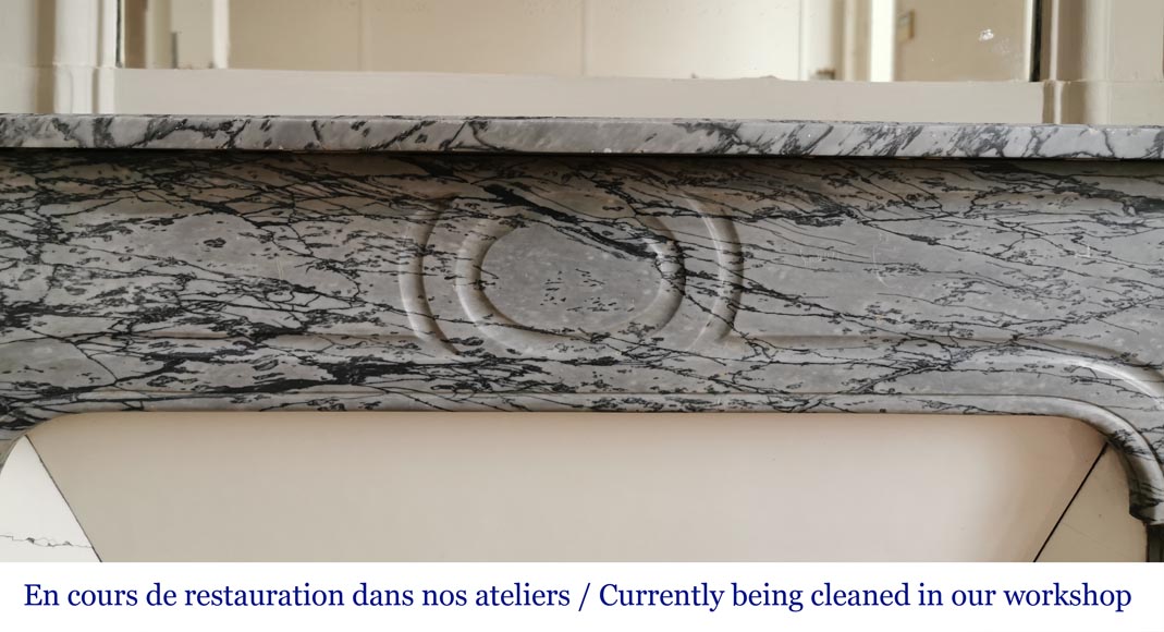 Small Louis XV style mantel in Bleu Fleuri marble Small Louis XV style mantel in Bleu Fleuri marble-1