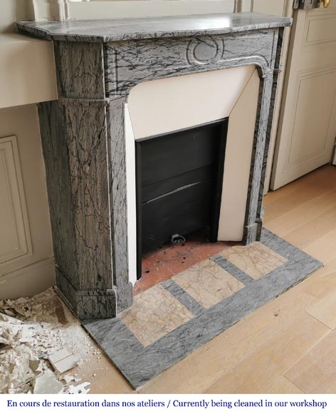 Small Louis XV style mantel in Bleu Fleuri marble Small Louis XV style mantel in Bleu Fleuri marble-2