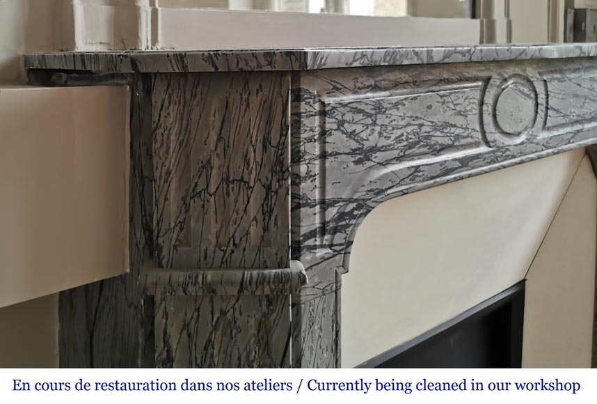 Small Louis XV style mantel in Bleu Fleuri marble Small Louis XV style mantel in Bleu Fleuri marble-3