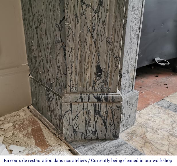 Small Louis XV style mantel in Bleu Fleuri marble Small Louis XV style mantel in Bleu Fleuri marble-4