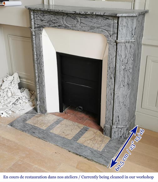 Small Louis XV style mantel in Bleu Fleuri marble Small Louis XV style mantel in Bleu Fleuri marble-5