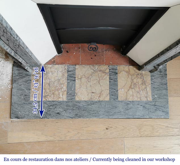 Small Louis XV style mantel in Bleu Fleuri marble Small Louis XV style mantel in Bleu Fleuri marble-8