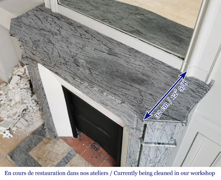 Small Louis XV style mantel in Bleu Fleuri marble Small Louis XV style mantel in Bleu Fleuri marble-9