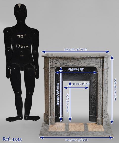 Small Louis XV style mantel in Bleu Fleuri marble Small Louis XV style mantel in Bleu Fleuri marble-10