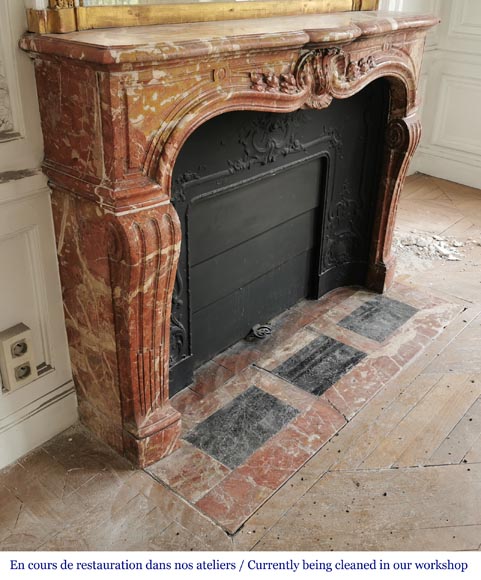 Louis XV style fireplace in Breche de Saint-Maximin marble Louis XV style fireplace in Breche de Saint-Maximin marble-4