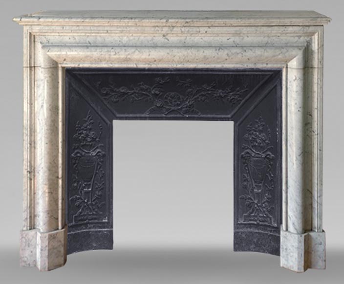 Louis XIV style fireplace in Carrara marble Louis XIV style fireplace in Carrara marble -0