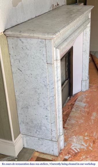 Louis XIV style fireplace in Carrara marble Louis XIV style fireplace in Carrara marble -1