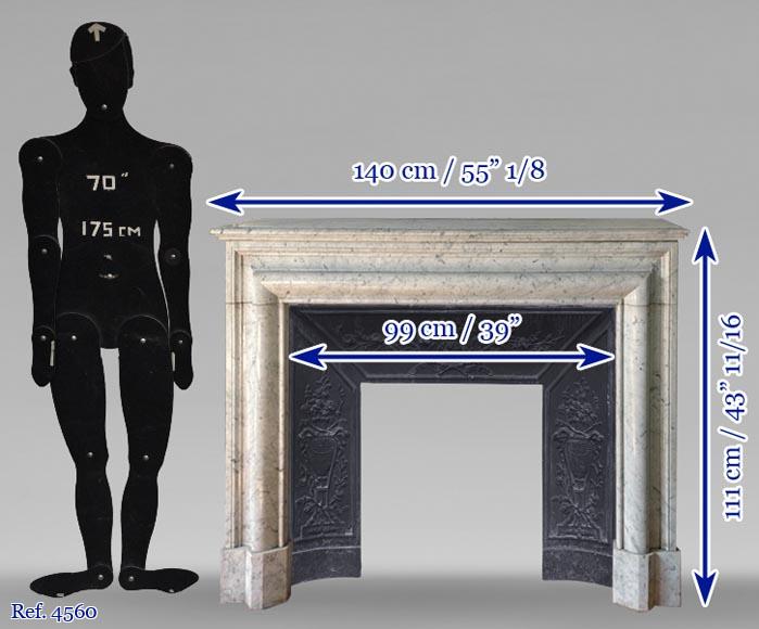 Louis XIV style fireplace in Carrara marble Louis XIV style fireplace in Carrara marble -5