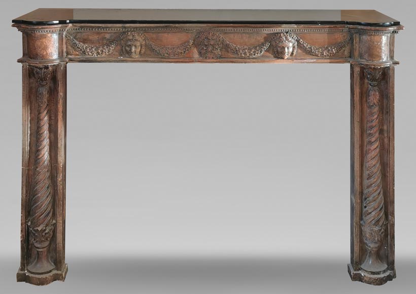 Rare terra cotta Louis XVI style mantel with twisted columns, early 19th century Rare terra cotta Louis XVI style mantel with twisted columns, early 19th century-0