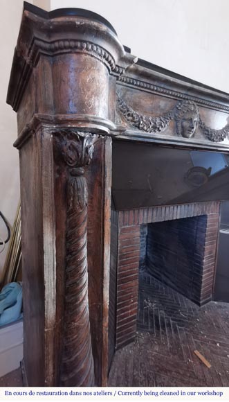 Rare terra cotta Louis XVI style mantel with twisted columns, early 19th century Rare terra cotta Louis XVI style mantel with twisted columns, early 19th century-6
