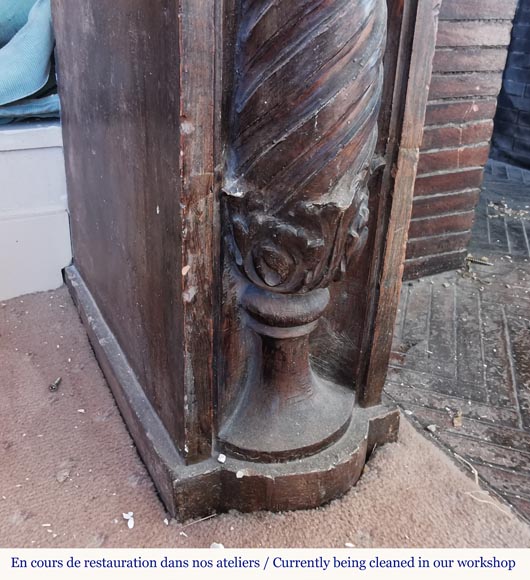 Rare terra cotta Louis XVI style mantel with twisted columns, early 19th century Rare terra cotta Louis XVI style mantel with twisted columns, early 19th century-8