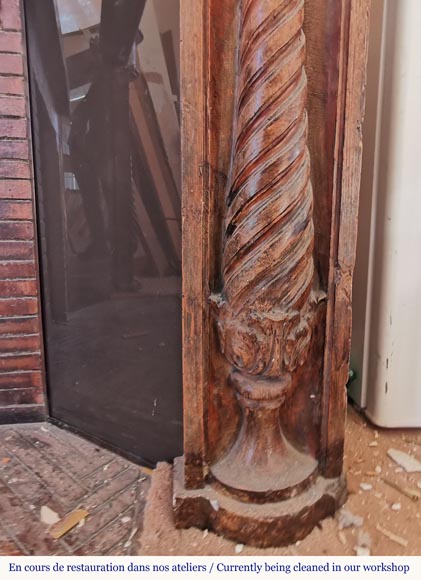 Rare terra cotta Louis XVI style mantel with twisted columns, early 19th century Rare terra cotta Louis XVI style mantel with twisted columns, early 19th century-12