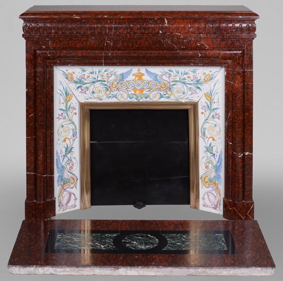 Napoleon III style mantel in Griotte marble Napoleon III style mantel in Griotte marble-0