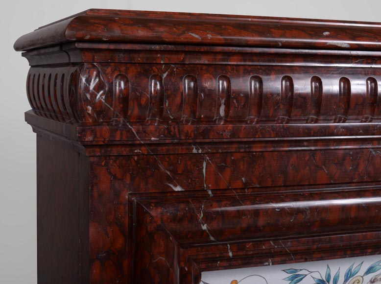 Napoleon III style mantel in Griotte marble Napoleon III style mantel in Griotte marble-4