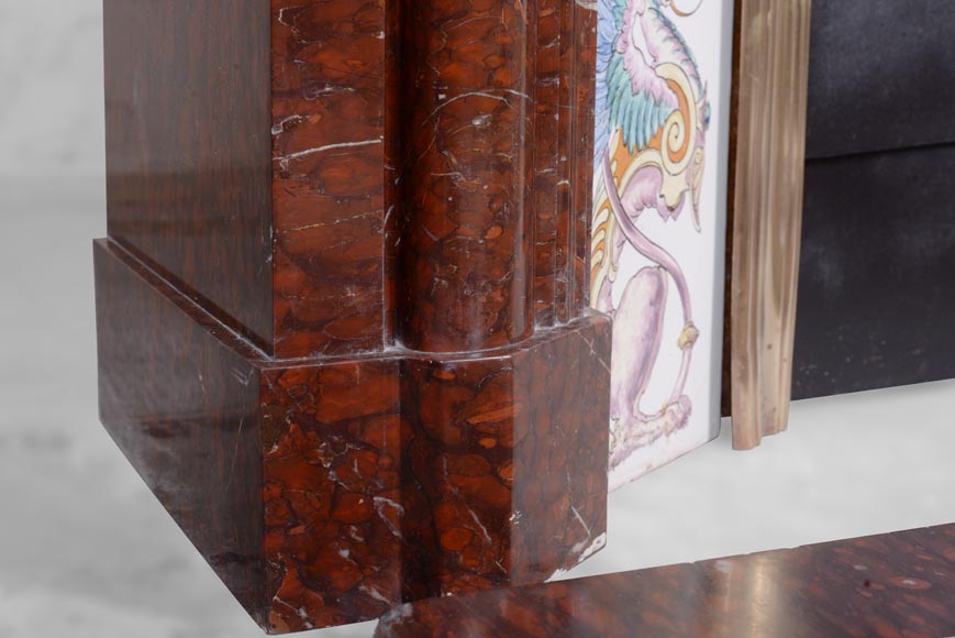 Napoleon III style mantel in Griotte marble Napoleon III style mantel in Griotte marble-5