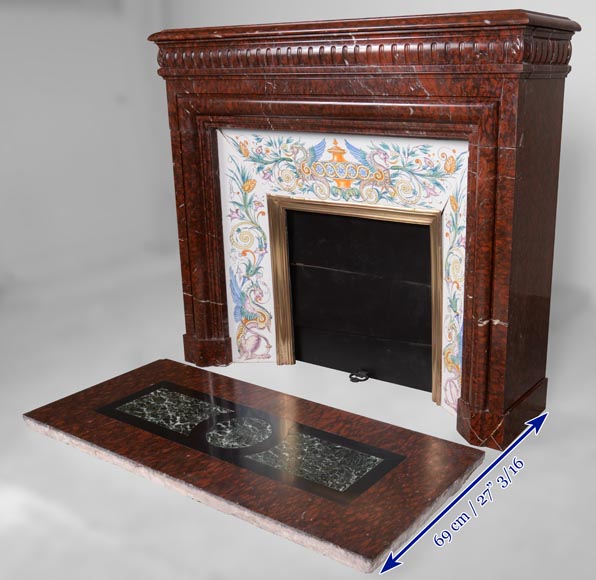 Napoleon III style mantel in Griotte marble Napoleon III style mantel in Griotte marble-6