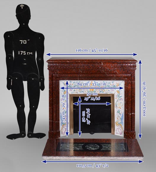 Napoleon III style mantel in Griotte marble Napoleon III style mantel in Griotte marble-13