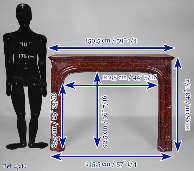 Louis XIV fireplace, Bolection model in Red Griotte marble Louis XIV fireplace, Bolection model in Red Griotte marble-9