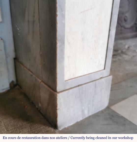 Louis XVI style mantel in statuary and Blue Turquin marbles with music instruments Louis XVI style mantel in statuary and Blue Turquin marbles with music instruments-9