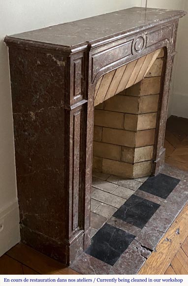 Pompadour fireplace place in Red of the North marble, 19th century Pompadour fireplace place in Red of the North marble, 19th century-2