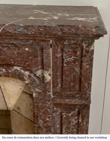 Pompadour fireplace place in Red of the North marble, 19th century Pompadour fireplace place in Red of the North marble, 19th century-4