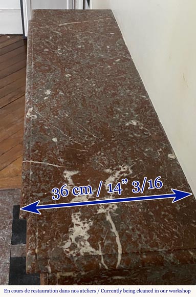 Pompadour fireplace place in Red of the North marble, 19th century Pompadour fireplace place in Red of the North marble, 19th century-5