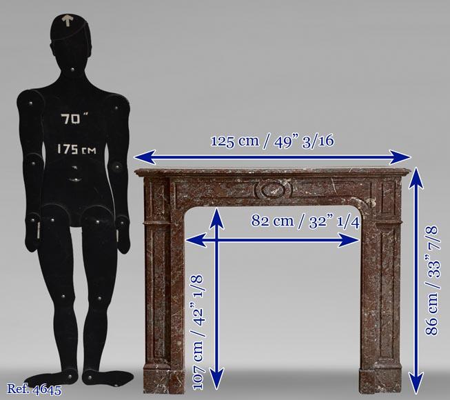 Pompadour fireplace place in Red of the North marble, 19th century Pompadour fireplace place in Red of the North marble, 19th century-6