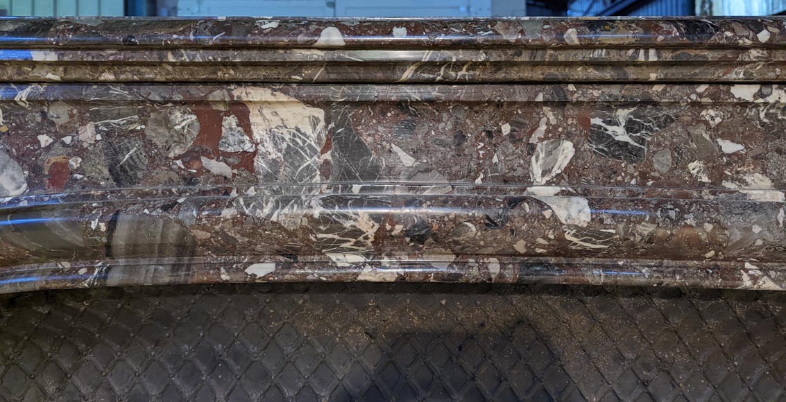 Large Regence style fireplace in Breccia Nouvelle marble, late 19th century Large Regence style fireplace in Breccia Nouvelle marble, late 19th century-1