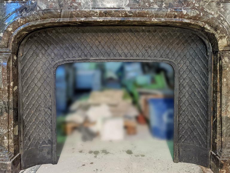 Large Regence style fireplace in Breccia Nouvelle marble, late 19th century Large Regence style fireplace in Breccia Nouvelle marble, late 19th century-8