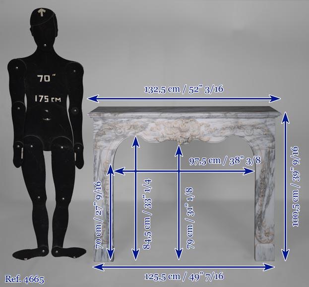 Louis XV style mantel in Arabescato marble Louis XV style mantel in Arabescato marble-14