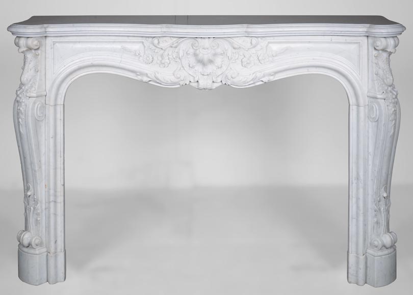 Louis XV style fireplace in Carrara marble Louis XV style fireplace in Carrara marble-0