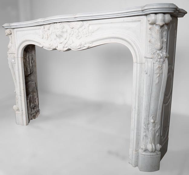 Louis XV style fireplace in Carrara marble Louis XV style fireplace in Carrara marble-11