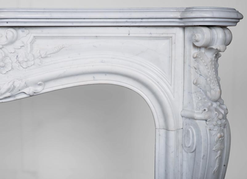 Louis XV style fireplace in Carrara marble Louis XV style fireplace in Carrara marble-12
